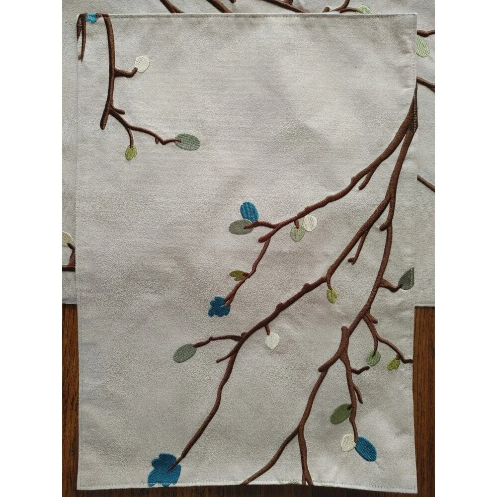 Branches Embroidery Placemats Set Very Nice SEE PICS